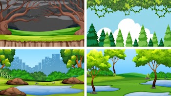 Set of scenes in nature Free Vector