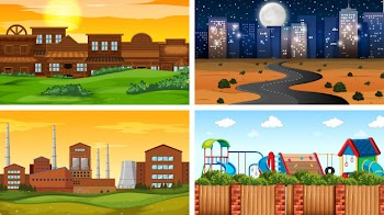 Set of scenes in nature setting Free Vector