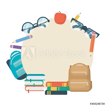 set of school supplies education circular frame