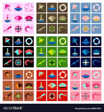 Set of sea simple icons vector image
