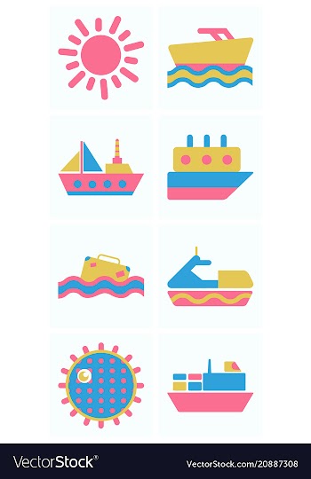 Set of sea simple icons vector image