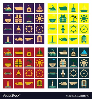 Set of sea simple icons vector image