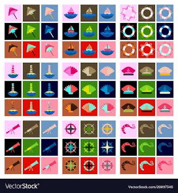 Set of sea simple icons vector image