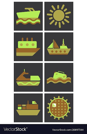 Set of sea simple icons vector image