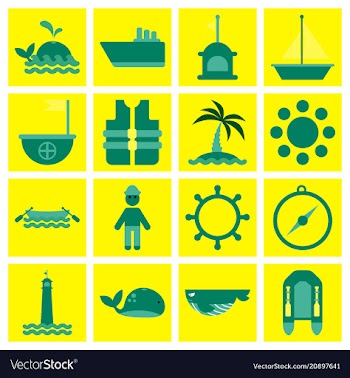 Set of sea simple icons vector image
