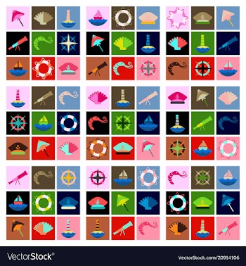 Set of sea simple icons vector image