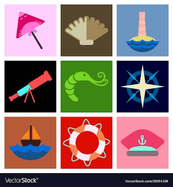 Set of sea simple icons vector image