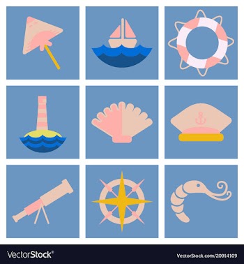 Set of sea simple icons vector image