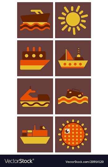 Set of sea simple icons vector image