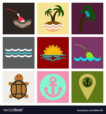 Set of sea simple icons vector image
