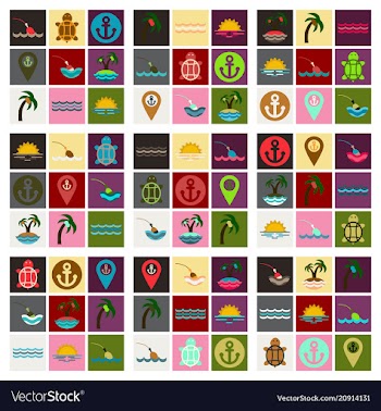 Set of sea simple icons vector image