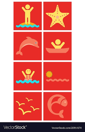 Set of sea simple icons vector image