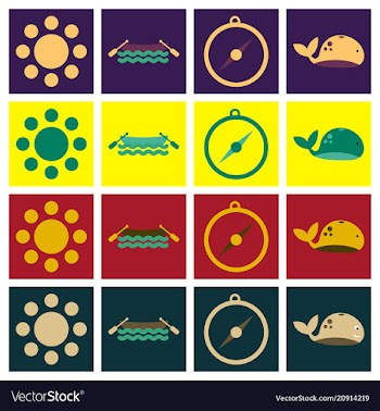Set of sea simple icons vector image
