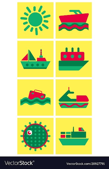 Set of sea simple icons vector image