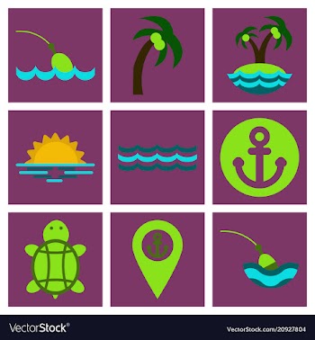 Set of sea simple icons vector image