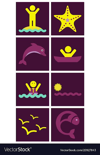 Set of sea simple icons vector image