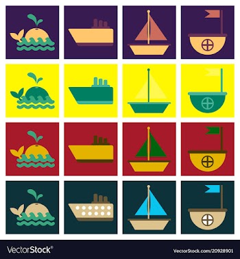 Set of sea simple icons vector image