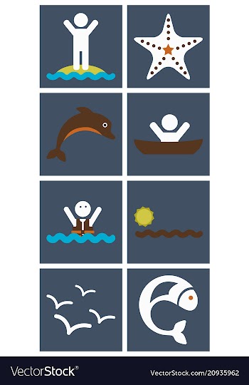 Set of sea simple icons vector image