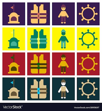 Set of sea simple icons vector image