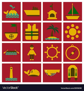 Set of sea simple icons vector image