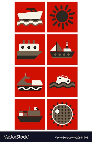 Set of sea simple icons vector image