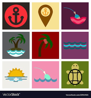 Set of sea simple icons vector image