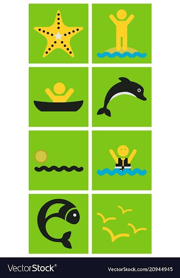 Set of sea simple icons vector image