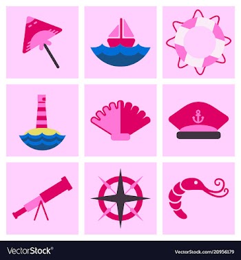 Set of sea simple icons vector image