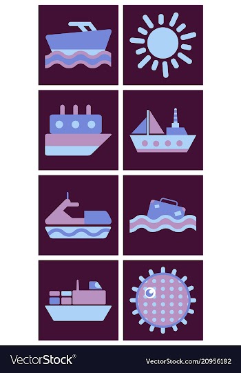 Set of sea simple icons vector image