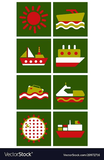 Set of sea simple icons vector image