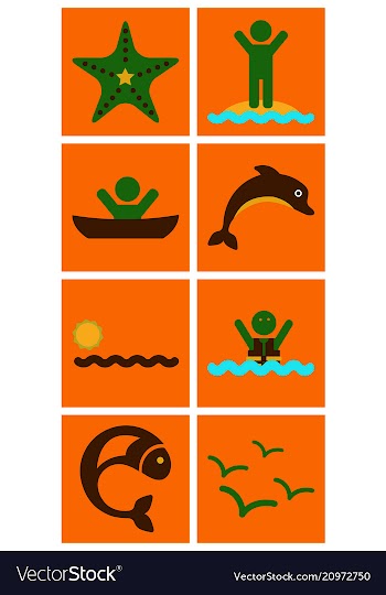 Set of sea simple icons vector image
