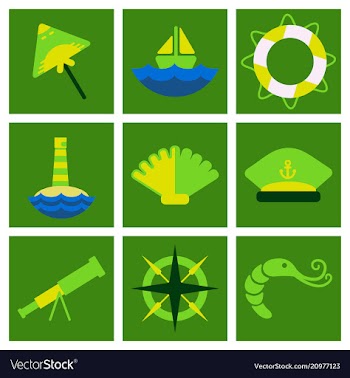 Set of sea simple icons vector image