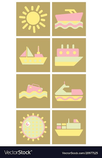 Set of sea simple icons vector image