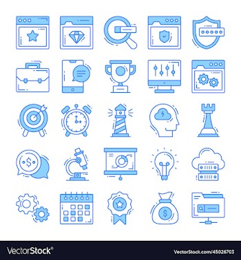 set of seo icons for web design development seo