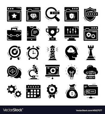 set of seo icons for web design development seo