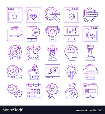 set of seo icons for web design development seo