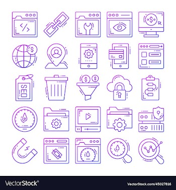 set of seo icons for web design development seo