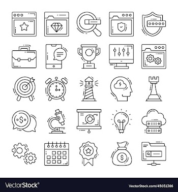 set of seo icons for web design development seo