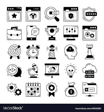 set of seo icons for web design development seo
