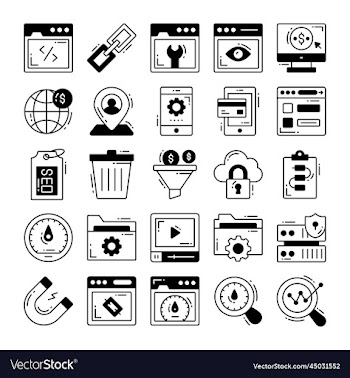 set of seo icons for web design development seo