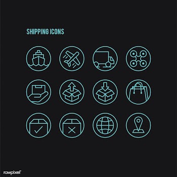 Set of shipping logistics line art icons | Free stock vector - 504835