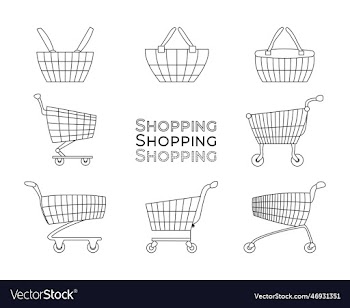 set of shopping baskets and shopping carts