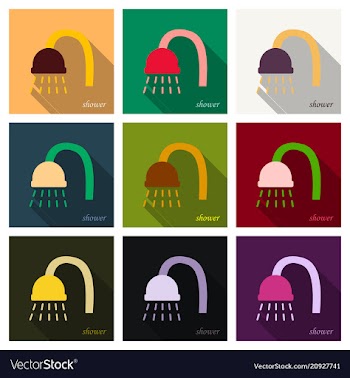 Set of shower head with water drops flowing vector image
