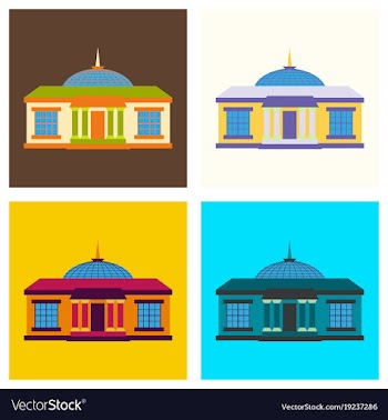 Set of silhouette of the government building on vector image