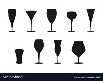 set of silhouettes of various liquor glasses