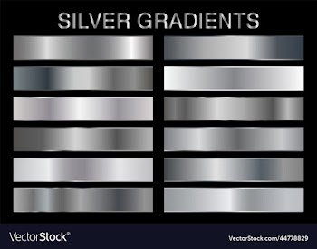 set of silver metal gradients isolated on black