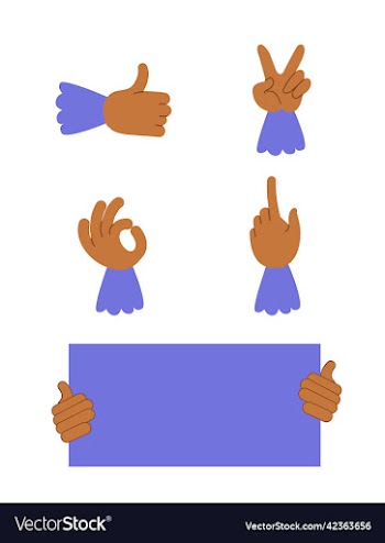 set of simple linear drawings of hands making