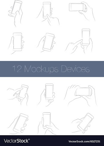 Set of Simple Mockups Mobile Devices vector image