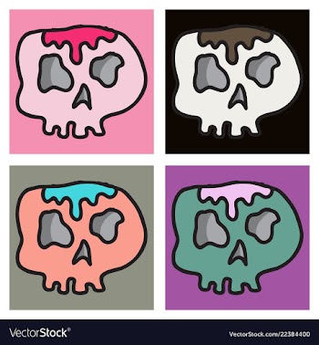 Set of skull in a vintage retro hand drawn vector image