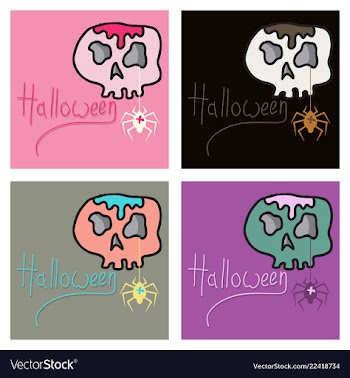 Set of skull in a vintage retro hand drawn vector image